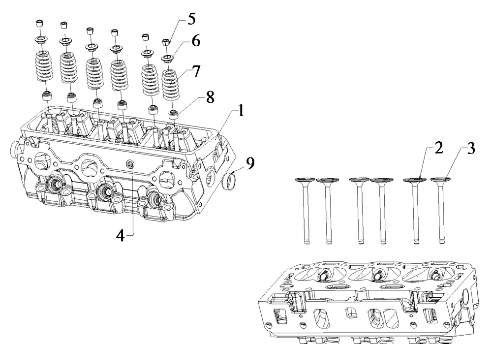 Engine Group - Cylinder Head Diagram and Parts List for 076355-03  Briggs and Stratton Generator
